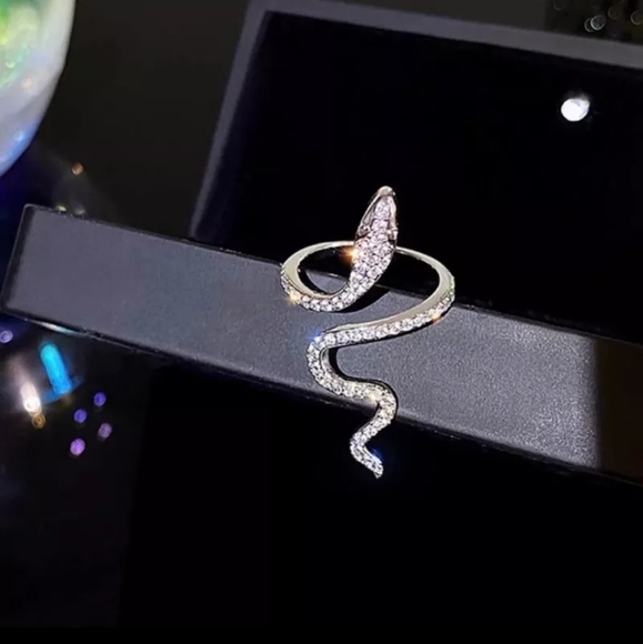 Rhinestone Snake Resizable Ring - Picture 6 of 6